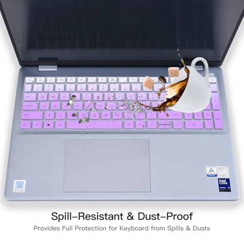 Keyboard Cover Skin for 2025 Dell 16 Plus Laptop DB16250, Dell 16 Plus 2-in-1 Laptops DB16255 DB06250, Dell 16 Laptop DC16250 DC16251, Dell Inspiron 16 5640 5645 Keyboard Skin Protector, Ombre Purple