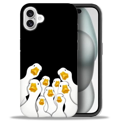 yicomon Compatible with iPhone 16 Case, Funny Duck Pattern Print Matte Phone Case Durable Fashion Funny Liquid Silicone Case Soft Anti-Scratch Shockproof Protective Cover