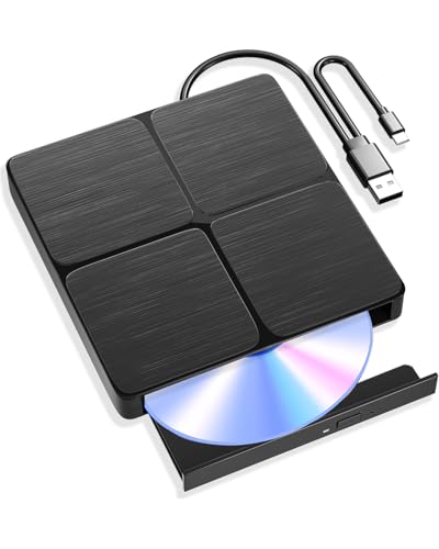 Alphami External Blu Ray Drive - External Blueray/DVD Drive for PC，USB3.0 & Type C Blu Ray Drive Read and Write BD/DVD/CD, Bluray Burner External Compatible with Windows XP/7/8/10/11, Linux, Mac OS