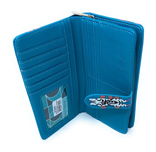 Shag Wear Cats in a Row Large Animal Wallet for Women and Teen Girls Faux Vegan Leather 7" Teal4