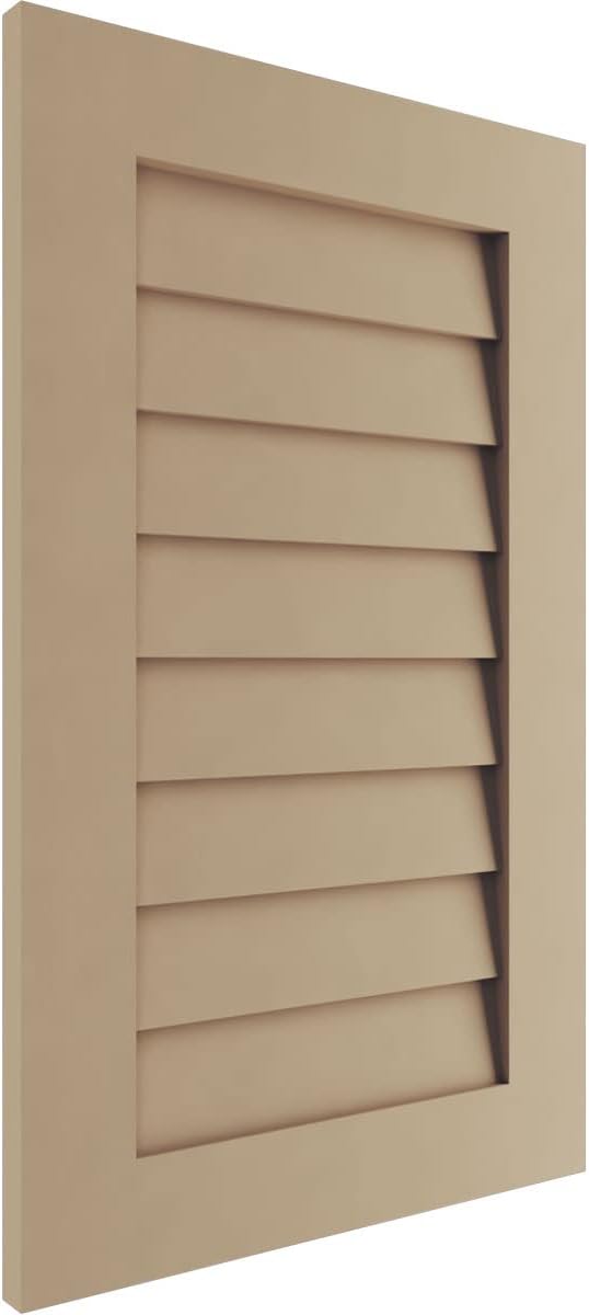 Ekena Millwork GVURVE16X27DSMPR Timberthane Rustic Smooth Vertical Faux Wood Non-Functional, Primed Tan Urethane Gable Vents, 16"W x 27"H, Primed