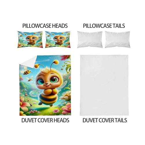 Housse de couette bee parure lit microfibres 260x220cm - 4