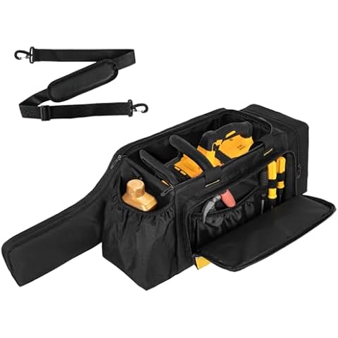 Jaffzora Chainsaw Case,Waterproof Chainsaw Storage Bag Compatible with DEWALT & Ego & Greenworks 10Inch 12Inch Cordless Power Chainsaw&Accessories, Black&Yellow Cover
