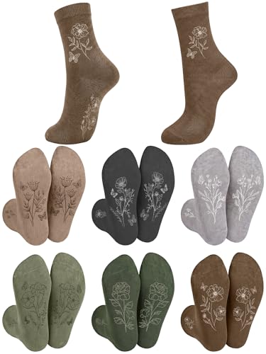 12 Pairs Church Mother's Day Bulk Gift Flower Socks for Women Teacher Appreciation Gifts Christian Socks Gifts Bulk Vintage Flowers Crew Sock Breathable Soft Ankle Sock for Teacher Employee Mother