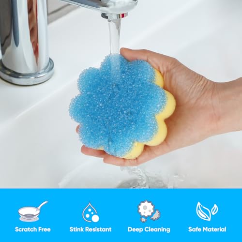 LAUNDRYLUX Scrub Sponge, Dual-Sided Temperature-Responsive Scrubber - Non-Scratch - Multipurpose Dish Sponges for Kitchens, Bathrooms, and Outdoor Use - 3 Pack