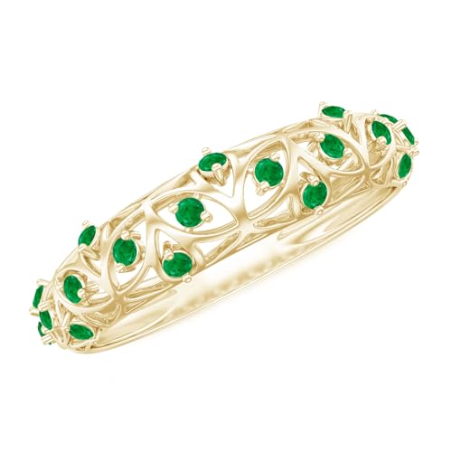 Certified Emerald Half Eternity Filigree Band Ring for Women, Aaa Quality, Natural Emerald Wedding Band Ring - Ready To Gift