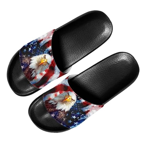 Image of 250 Anniversary USA Sandals Women's Slide Sandals Open Toe 4th of July Sandals for Women Size 8 Non-Slip Womens Beach & Pool Slides