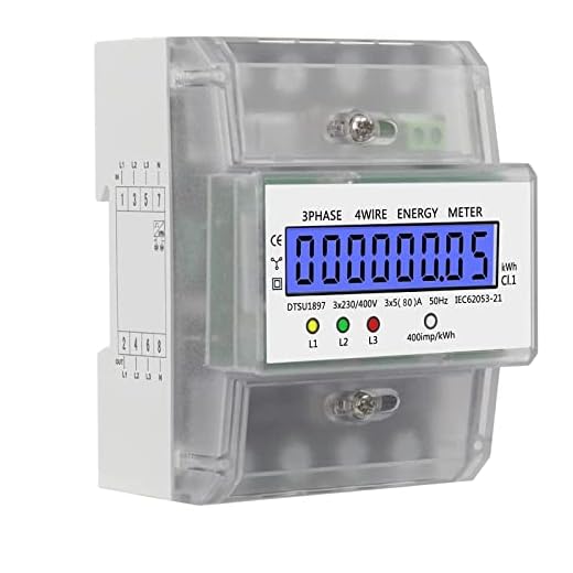 DIFCUL 3-Phasen-4-Leiter Elektrizitätszähler, LCD digitaler Drehstromzähler, 3x230/400V 5(80) A Energiemessgerät für 35mm DIN Hutschiene