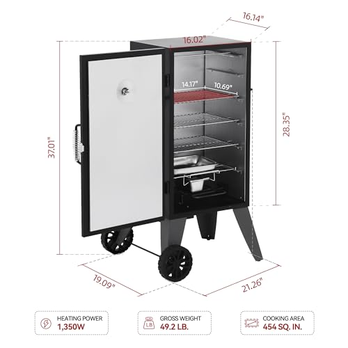 Royal-Gourmet-SE2805-28-Inch-Analog-Electric-Smoker-with-3-Cooking-Grates-Outdoor-Smoker-with-Adjustable-Temperature-Control-454-Sq-In-Cooking-Area-for-Outdoor-Backyard-BBQ-Black Royal Gourmet SE2805 28 Inch Analog Electric Smoker with 3 Cooking Grates Outdoor Smoker with Adjustable Temperature Control 454 Sq In Cooking Area for Outdoor Backyard BBQ Black