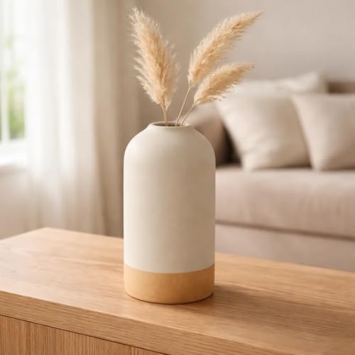 Image of SPHINX Decorative Ceramic Vase, Flower Vase, Pampas Grass Vase, Vase for Money Plant Live Plants, Centrepiece for Home, Office,Gifts - (Bottle Two Tone, 9 Inches)