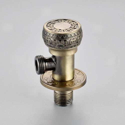 Image of InArt Zinc Angle Cock Valve for Bathroom & Kitchen | Stop Cock with Wall Flange | Antique Brass Finish (Antique Bronze) - 5 Year Warranty