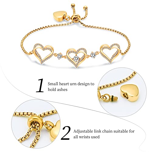 shajwo Cremation Jewelry Heart Urn Bracelet for Ashes for Women Girls Cremation Link Memorial Bracelet3
