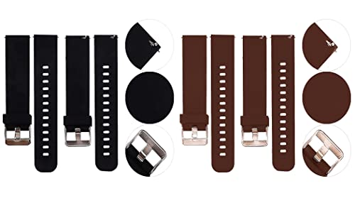 Image of ACM Pack of 2 Watch Strap Silicone Belt 20mm Compatible with Inbase Urban Lyf M Smartwatch Casual Classic Band (Black /Brown)