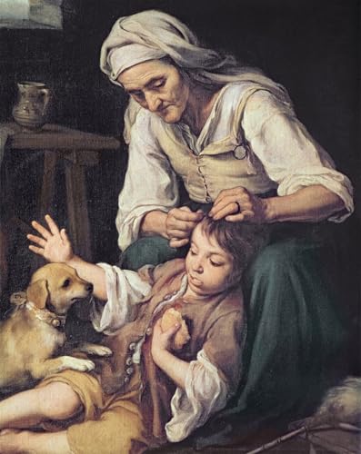 Impression sur toile Murillo la toilette domestique, peinture haute définition 60x90
