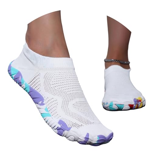 schuhe breite füße Wasserschuhe Damen Barfußschuhe Wasserdicht Schwimmschuhe Weich Leicht Traillaufschuhe Fitnessschuhe Mit Rutschfest Sohle Schnell Sommer Trocknend Badeschuhe Herren 003e Weiß, 41/EU