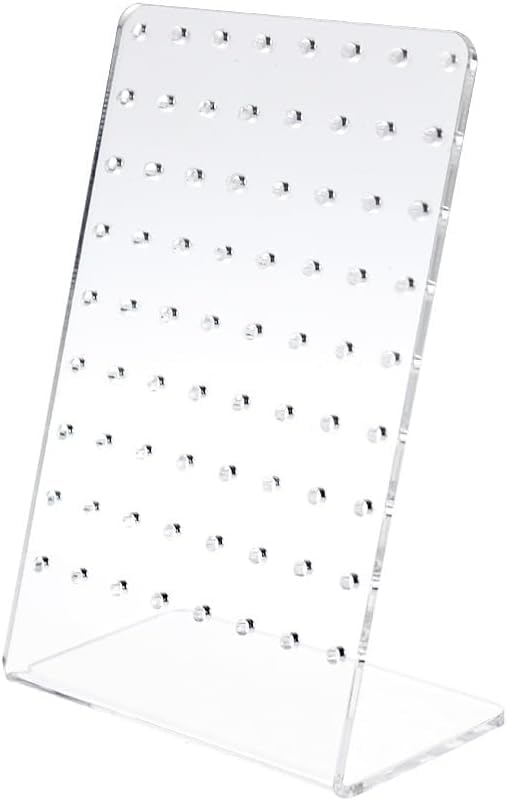 Zenarao Professional 72-Hole Earring Display Stand - Translucent Jewelry Organizer Rack for Commercial Boutique and Home Storage, Holds 36 Pairs of Studs/Cuffs/Hoops (12x8in, Space-Saving Design)