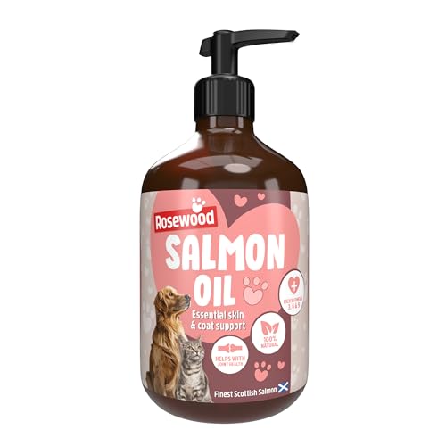 Rosewood Scottish Salmon Oil for Dogs and Cats Natural Rich in Omega 3 6 & 9 Fish Oil Food Supplement for Joint Mobility Immune Support Itchy Skin and Healthy Coat (500ml)