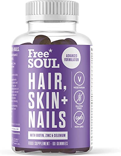 Cheveux, peau et ongles Gummies | 60 Gummies sans gluten | Free Soul Cover