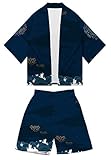 AMOMA Men's Anime Pattern 3D Printed Japanese Kimono and Shorts Lightweight Yukata Sets(4XL,Color04)