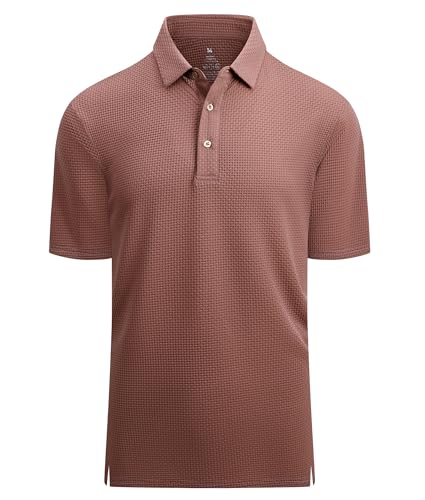 Alex Vando Mens Bubble Jacquard Polo Shirt Super Stretch Short Sleeve Polo Shirts for Men