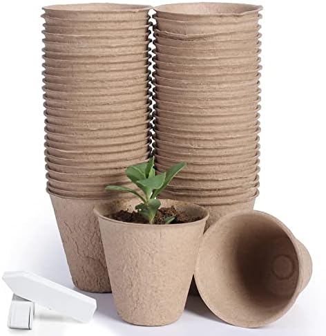 JERIA 50-Pack 3.15 Inch Peat Pots for Seedling with 50 Pcs Plant ...