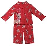 Baby Starters 2 Piece Brushed Fleece Coat Front Pajama Set, Button Front, Rudolph Christmas Lounge PJ with Clarice, Red, 6/6X
