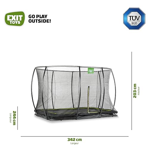 EXIT Toys Trampoline Enterré Silhouette - 214x305cm - Trampoline Rectangulaire Extérieur pour Enfants - avec Filet de Sécurité et Système de Protection des Pieds - Bonne Puissance de Saut - Noir – Image 4