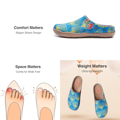 Image of UIN Slipper Woman Travel Art Painted Shoes Wide Toe Casual Home Slip On Mules Malaga