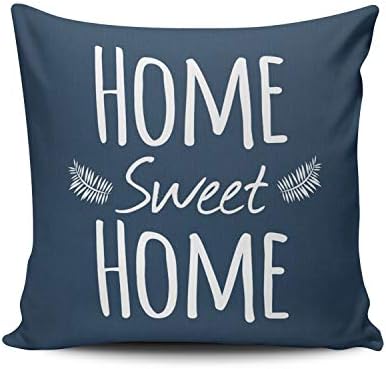 XIUBA Throw Pillow Covers Case Navy and White Home Sweet Home Typography Decorative Pillowcase Cushion Cover 16 x 16 inch Square Size One Side Design Printed ¡­