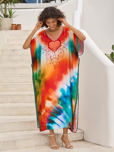 Image of NFVNKJ Women's Plus Size Beach Lounge Kaftan Maxi Dress Swimsuit Coverup for Women