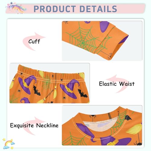 Pajama Sets Long Sleeve Halloween Themed Pattern Soft Comfy Sleepwear 2 Piece PJS 3-8T4