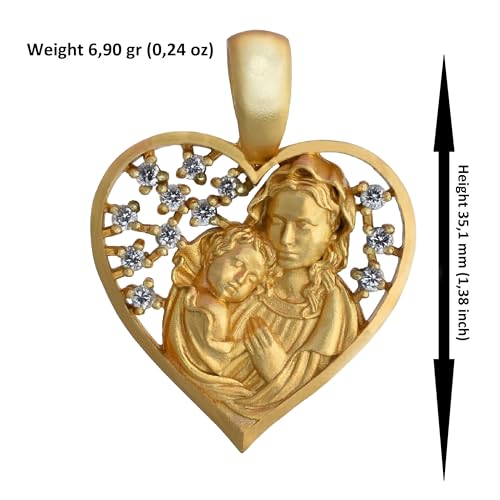 Colgante Virgen con Niño en Plata 925 y Oro 23k