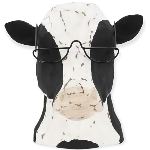 Figura decorativa de resina negra y blanca con diseño de vaca miniatura 1