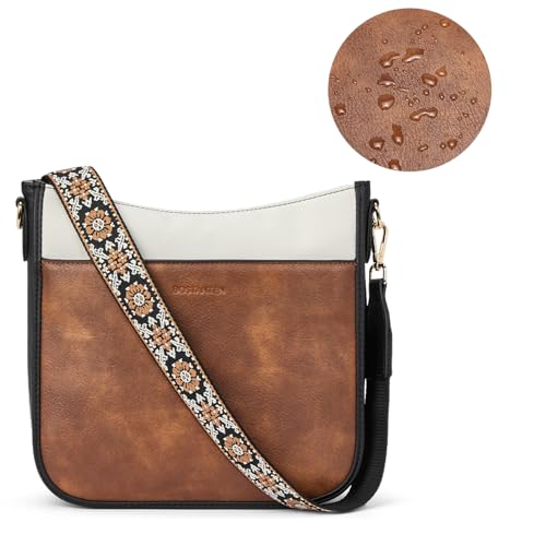 Image of BOSTANTEN Crossbody Bags for Women Trendy Vegan Leather Hobo Purses Shoulder Handbags Wide Shoulder Strap
