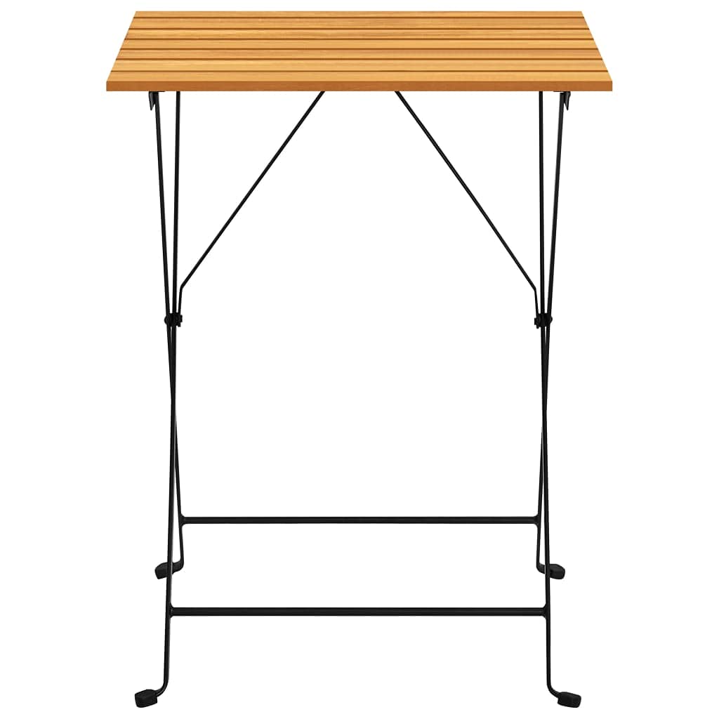 Tavolo da bistrot pieghevole in legno di acacia massiccio, 55 x 54 x 71 cm, tavolo da giardino con gambe in acciaio per stabilità, ideale per bevande e cibi all'aperto