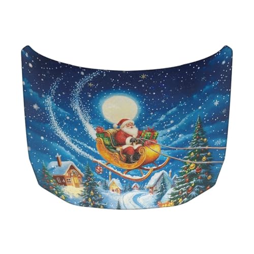 Image of Christmas Santa Claus Car Windshield Sunshade Cover, Waterproof Breathable Half Car Cover Blocks UV Rays for All Season - Fit Most Cars, SUV