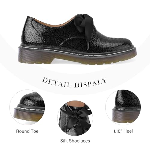 IMPREMEY Mary Janes Oxford Bow Flats Loafers Shoes for Women Round Toe Platform Non-Slip Comfortable Casual Cute Shoes2