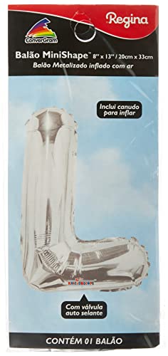 Regina 106966.7, Balão Metalizado Mini Shape Letra L Pack, Prata
