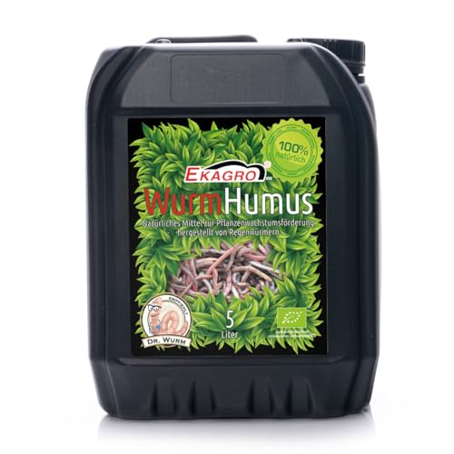Ekagro BIO Dünger 5L Organisch Wurmhumus | Universaldünger Flüssig für Obst Gemüse & Blumen | Pflanzendünger für Zimmerpflanzen Balkonpflanzen & Grünpflanzen | Pflanzenwachstumsverstärker