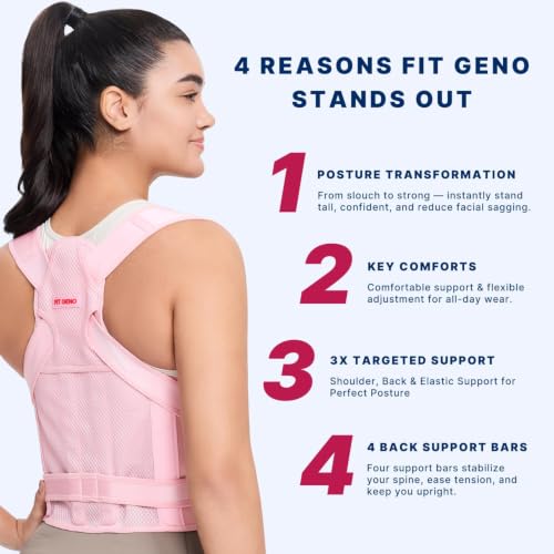 Image of Fit Geno Back Brace Posture Corrector for Women and Men, Shoulder Straightener, Adjustable Full Back Support, Upper and Lower Back Pain Relief - Scoliosis, Hunchback, Spine Corrector (XL, Plus Size)