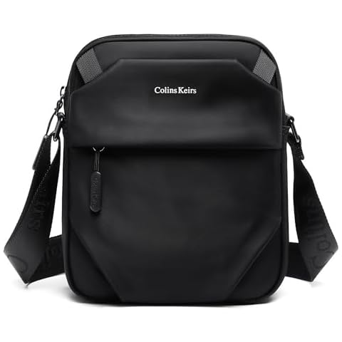 Colins Keirs Crossbody bag for men, sling bag. Travel shoulder bag with zipper and adjustable shoulder strap. Small messenger bag black Cover