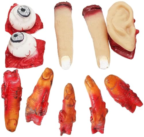 Halloween gebrochener Finger, gebrochene Körperteile Augapfel Ohr Halloween gefälschte blutige abgetrennte Hände Füße, Halloween Blood Requisiten für Halloween-Partydekorationen