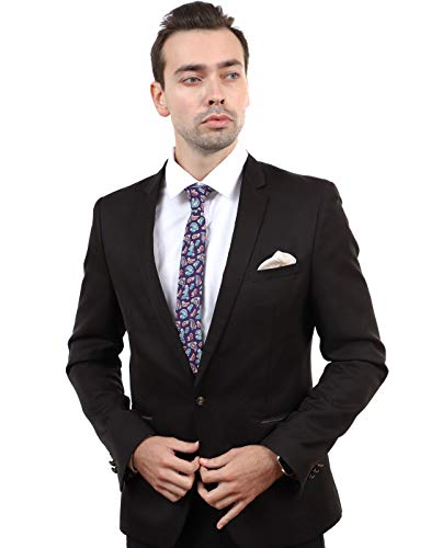 Image of JESLANG Men's Cotton Printed Floral Tie 2.56 inch Skinny Narrow Necktie Various Designs