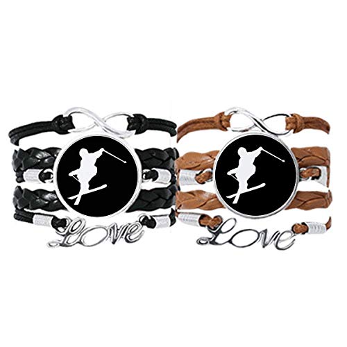 Pulsera de esquí negra de cuero el regalo ideal para parejas de esquiadores