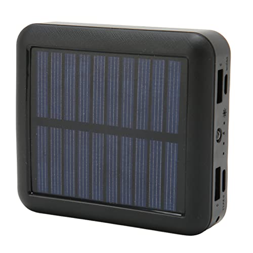 Solar Charger Power Bank, 20000mAh 4 USB Ports Waterproof Portable Solar Power Bank, Dual Output Ports, Large Capacity Battery, for All Cell Phone and Electronic Devices (Black)