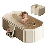 Xtrillogen Faltbare Badewanne,Tragbare Badewanne Kinder,Platzsparende Kinder Wanne mit Abflussstopp,Große Kinderdusche Bathtub für Zuhause und Reisen,Planschbecken für Kleinkind,Hundebadewanne (Weiß)