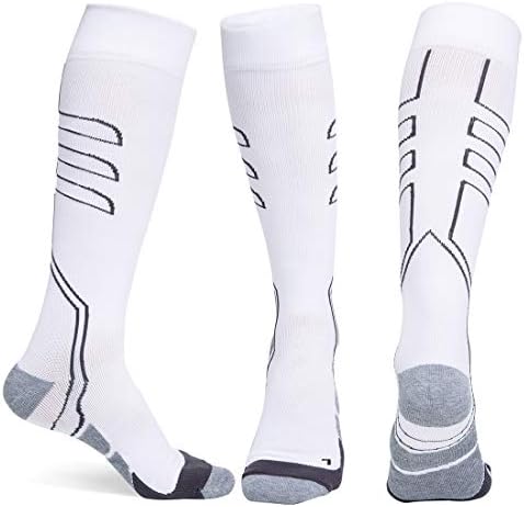 AIRSTROLL Compression Socks for Women Men 20-30mmHg Graduated Athletic Stockings (White, L/XL)