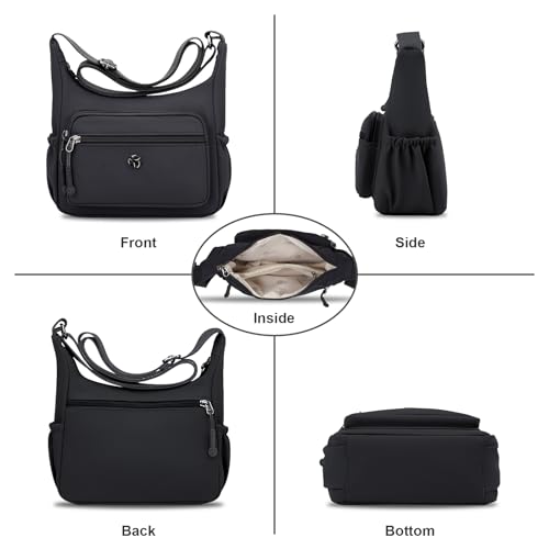 Nylon Crossbody Bag for Women Multi-Pocket Shoulder Handbag Travel Satchel Purse with Adjustable Strap2