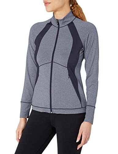 Cutter & Buck Women's Smooth Melange Stripe Shoreline Colorblock Full Zip Jacket, Liberty Navy Heather, XXX-Large