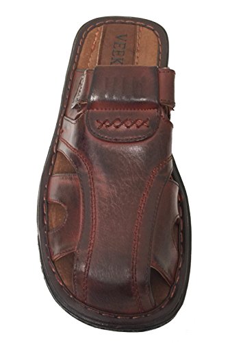 Men's Sandals Adjustable Strap Closed Toe Slide,Brown-097, 122